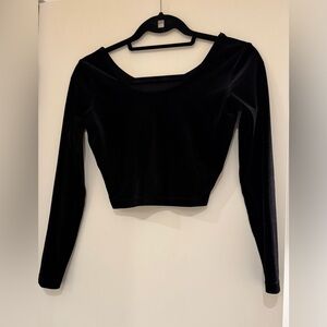 American Apparel Velvet Crop Long Sleeve Top